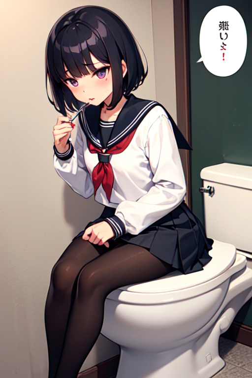 sitting on toilet pantyhose down 