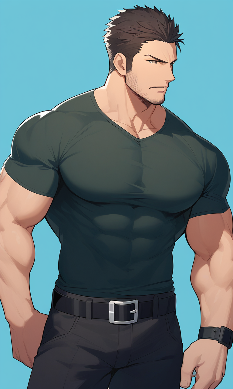 AI Art: Chris Redfield: A Muscular Hero in Black by @ProudOrangeNinjaV |  PixAI