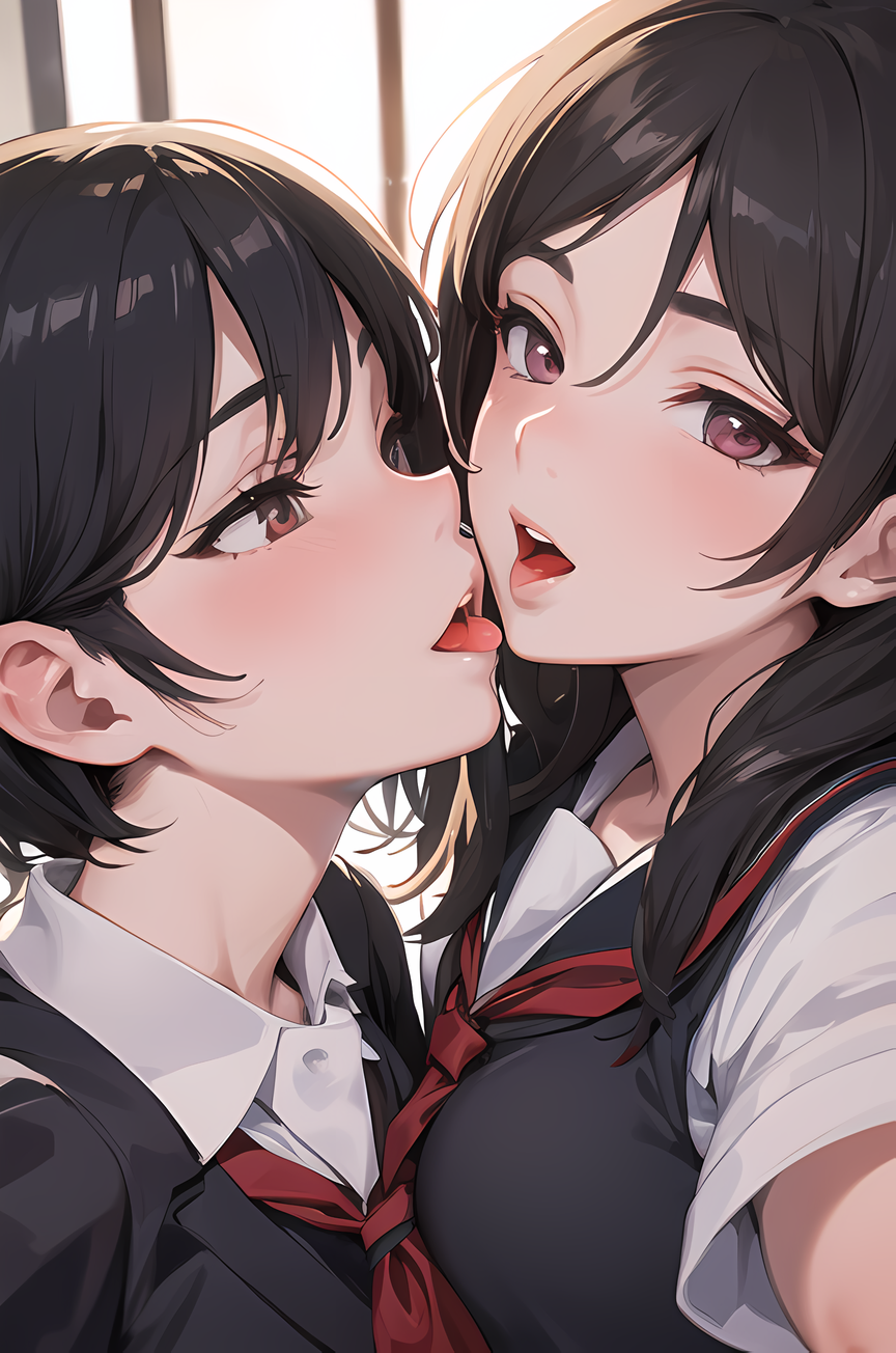 AI Art: Yuri kiss by @dark matter | PixAI