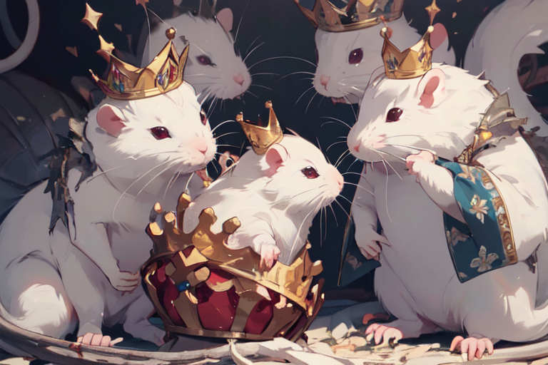 Rat King Wall Art Print // Cute Royal Lord of the Rats & Mice 
