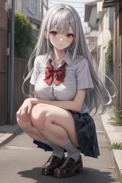 Anime Schoolgirl Big Tits - AI Art: åˆ¶æœ por @é»’å´Žã‚¯ãƒ­ | PixAI