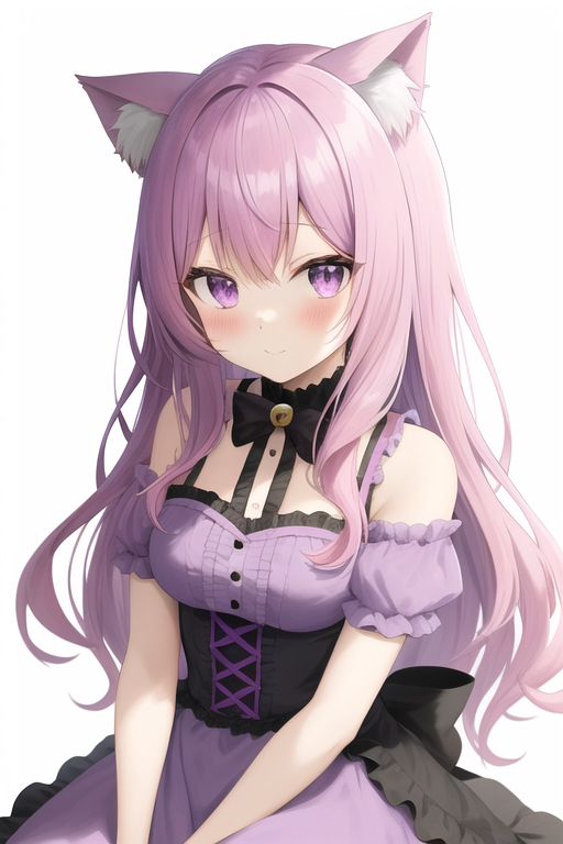 Cute anime cat girl pink