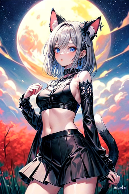 AI Art Neko girl in a field of dreams by Daniel Holdren PixAI