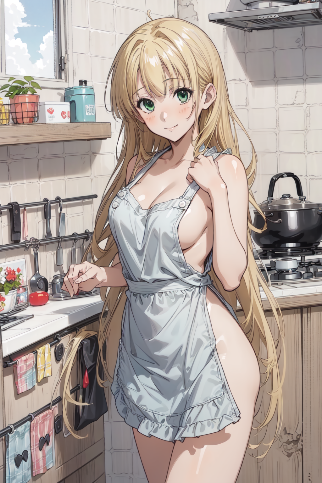 作品名稱: Asia Argento - Naked Apron 02 作者 @CrimsonDV | PixAI