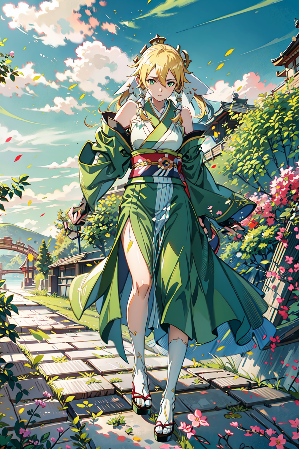 AI Art: Leafa/Terraria at a Japanese Garden by @hta | PixAI