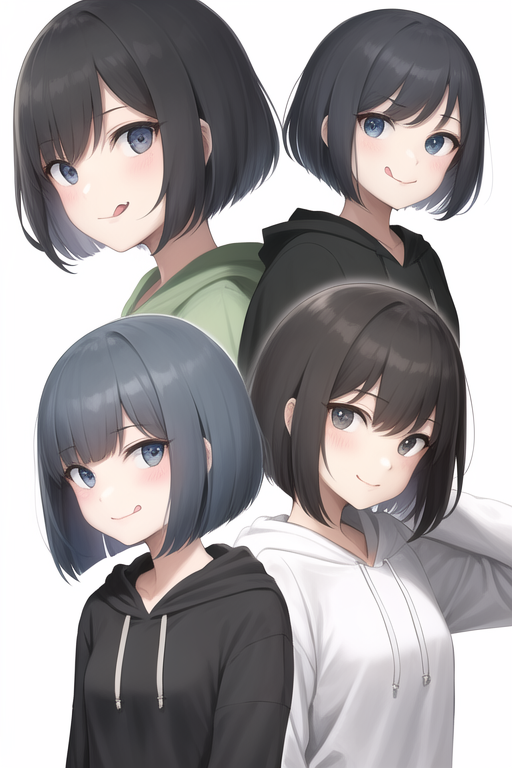 Smile.  Anime girl with black hair, Anime girl short hair, Anime art girl