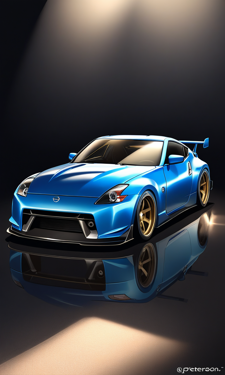 作品名稱: A Night with the Nissan Fairlady Z (R34): A Glowing Tribute  作者@CleverPurplePirateIX | PixAI