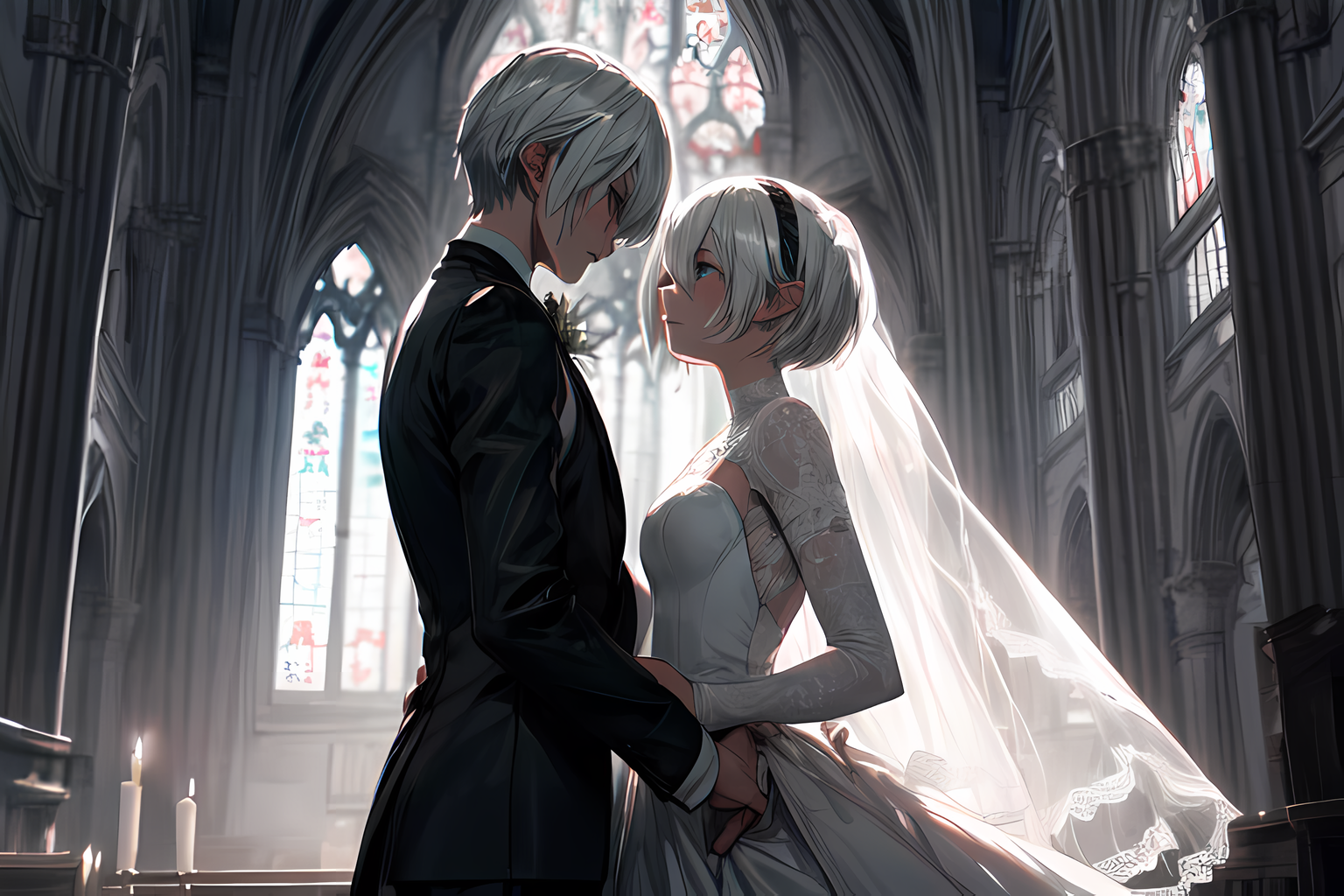 AI Art 2B and 9S Wedding Day by Snowdog PixAI