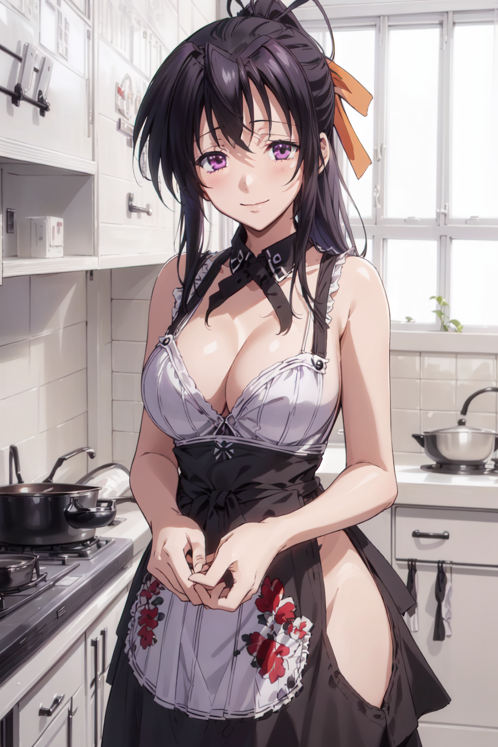 AI Art: Akeno Himejima - Naked Apron 03 by @Crimson Dragon | PixAI