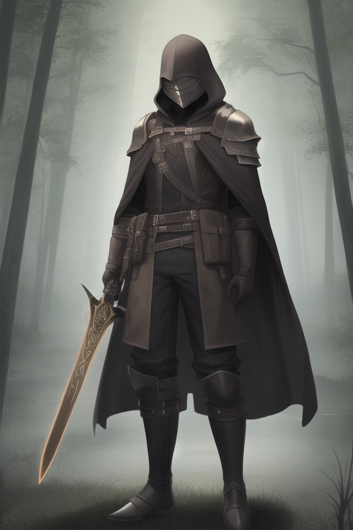 cloaked mage with sword