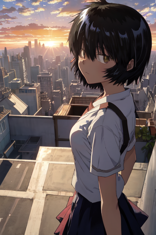 Urabe Mikoto, landscape, digital art, dark, night, desert, Mysterious  Girlfriend X, picture-in-picture