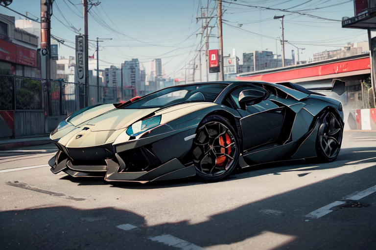 AI Art: Lamborghini Aventador SVJ by @HexTech | PixAI