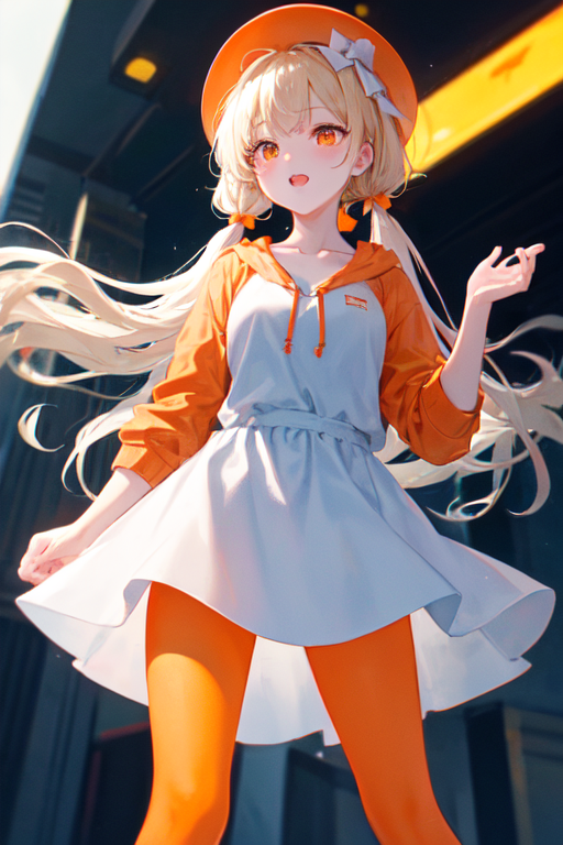 Orange hoodie anime girl best sale