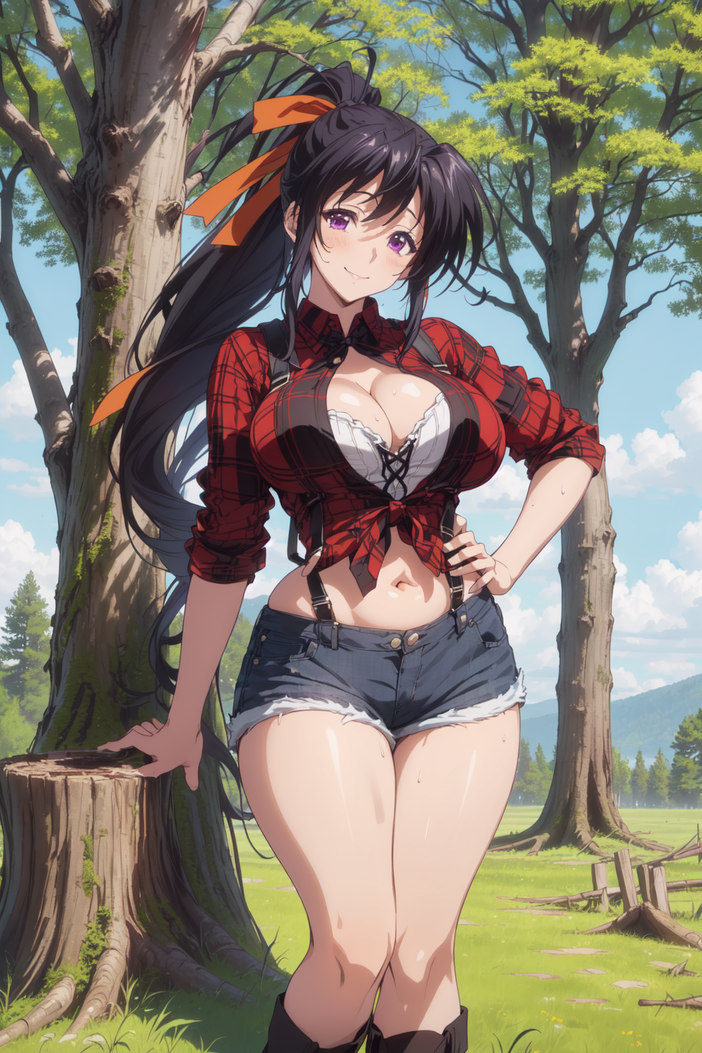 AI Art: Akeno Himejima - Lumberjack 02 by @Crimson Dragon | PixAI