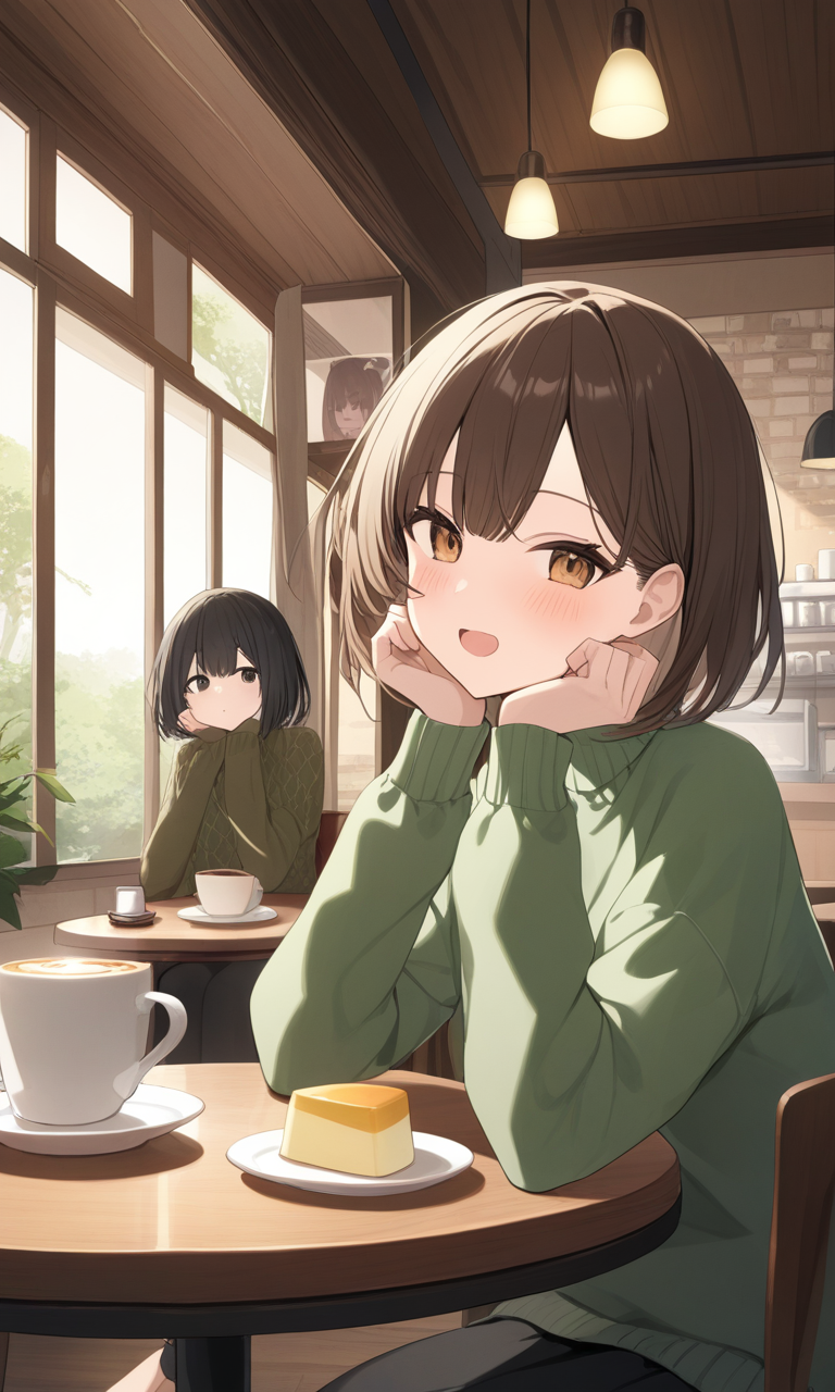 AI Art: カフェでコーヒーを飲む女の子たち by @美しい鳳凰熊さん | PixAI