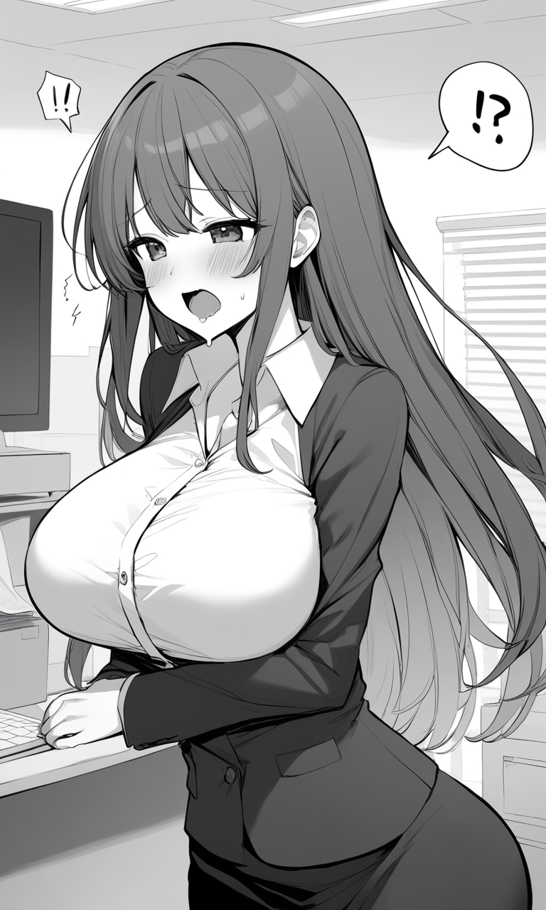 AI Art: Office Lady Sayama Saho: Drooling in Monochrome by  @MysteriousKnightX | PixAI