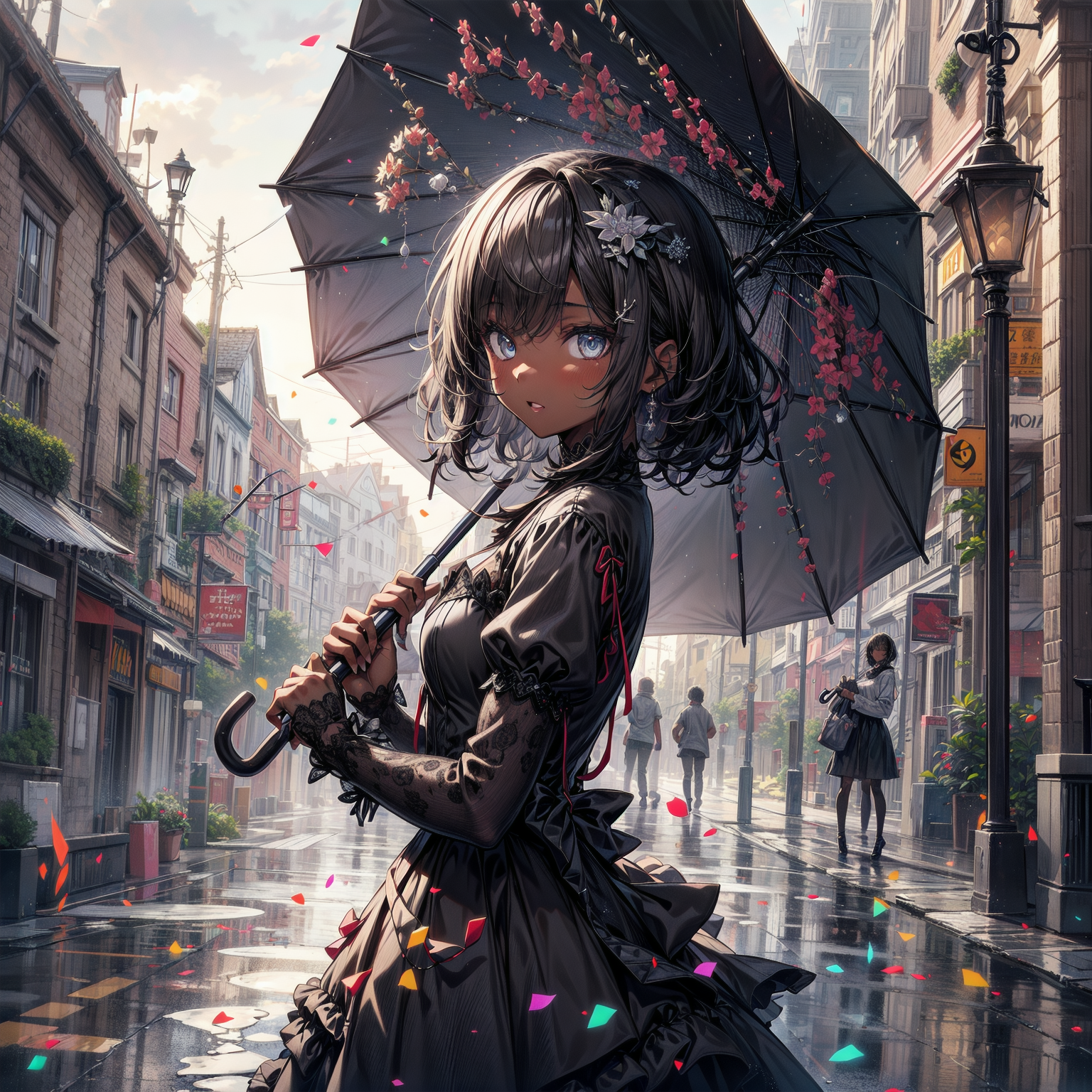 Dark girl with umbrella [Artist: theDURRRRIAN] - Original anime