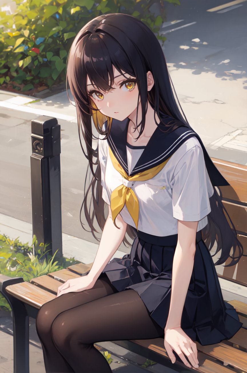 Black hair yellow 2024 eyes anime girl