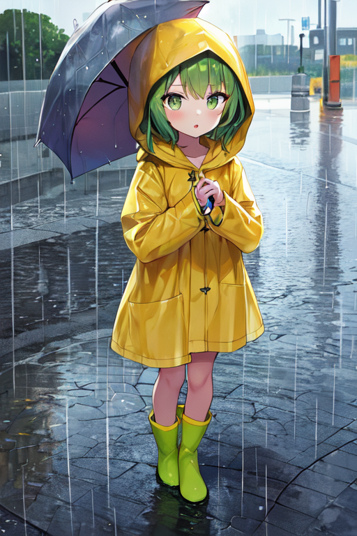 Anime Manga Girl In Raincoat With Umbrella. 3D Rendering Stock Photo,  Picture and Royalty Free Image. Image 206289221.