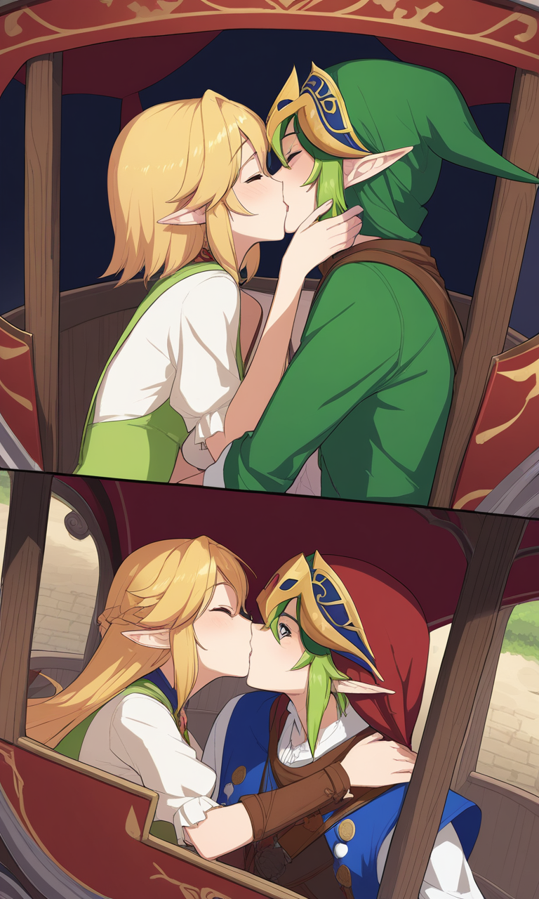 AI Art: A Romantic French Kiss Between Link and Cremia by @ProudDancerIV |  PixAI