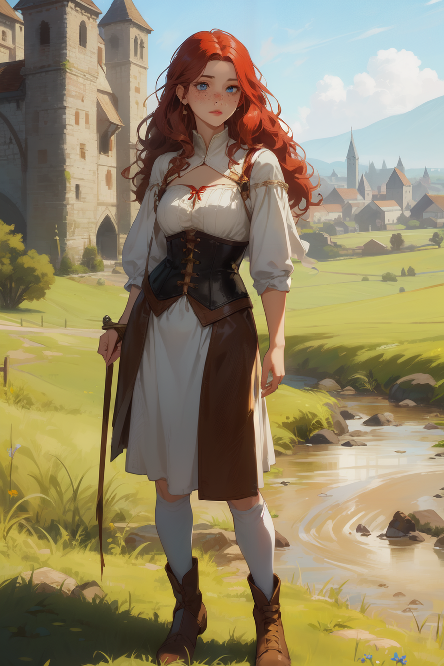 AI Art: Redhead Farmgirl by @sword-sorcery | PixAI