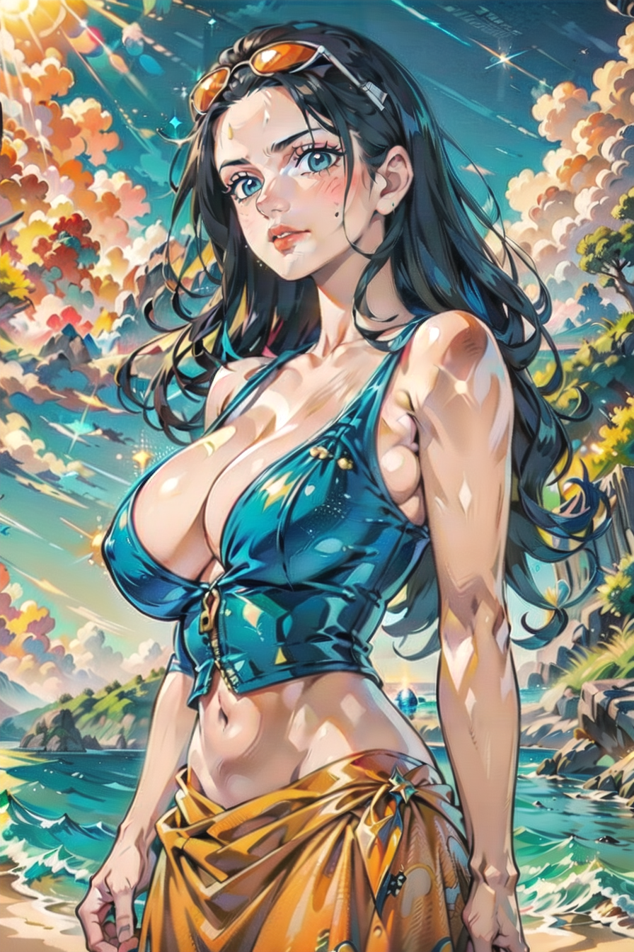 AI Art: Nico Robin Enjoying the Beach by @Naughty Doll | PixAI