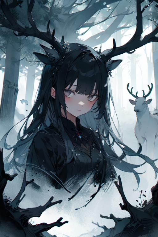 Deer anime girl profile picture dark background