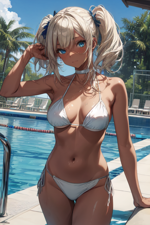 AI Art Dark skin White bikini 2 by ciel PixAI