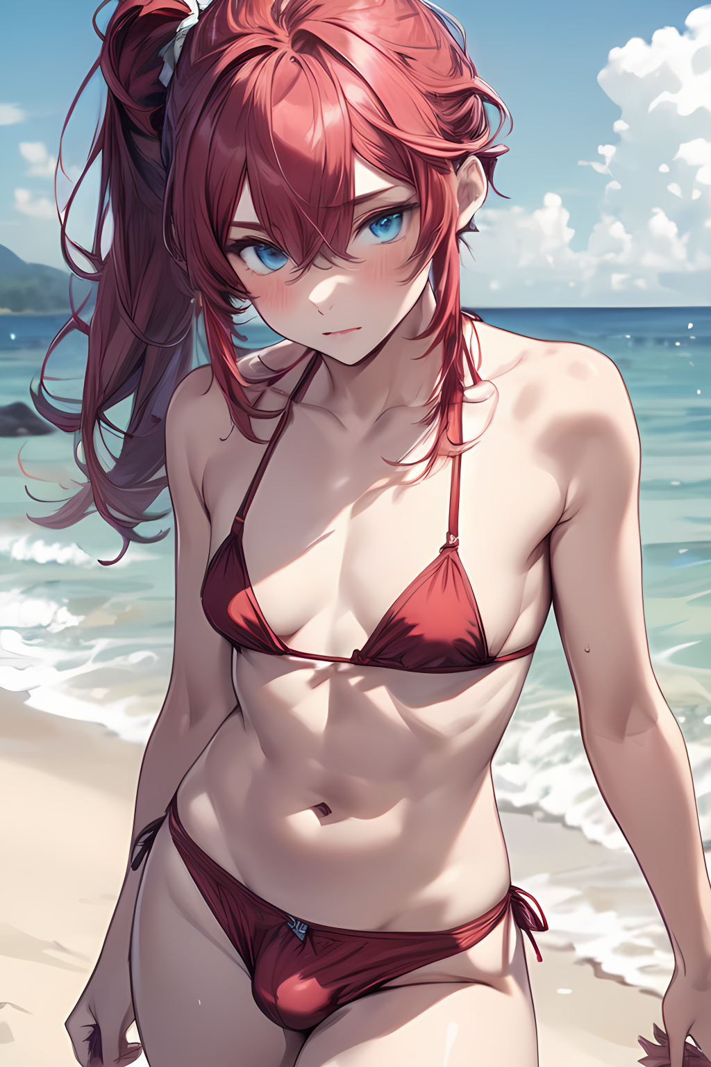 AI Art: Beach femboy 2 by @electronized_proton | PixAI