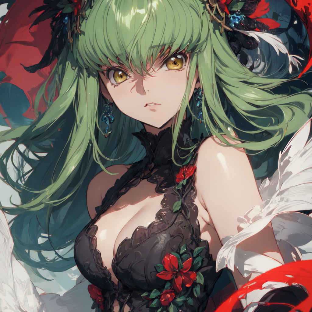 CC, pretty, green, girl, anime, HD wallpaper