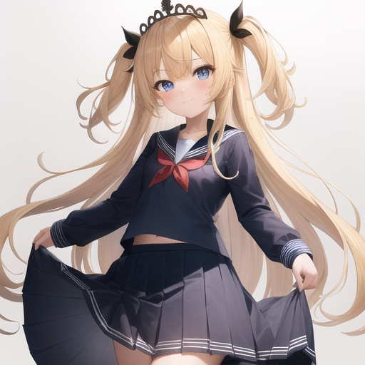 Anime style young woman, long hair, shy, wearing cute blouse and pleated  mini skirt, big brown eyes - AI Generated Artwork - NightCafe Creator