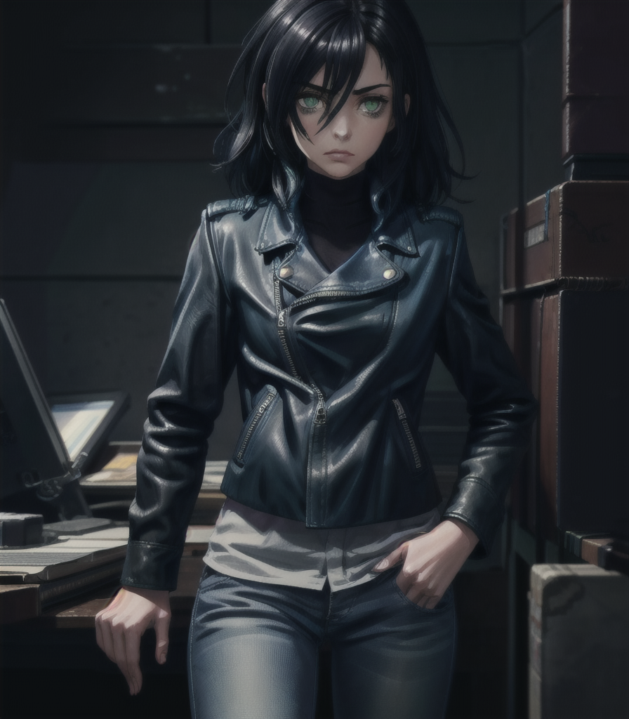 AI Art: Tomoko Kuroki wearing Jessica Jones outfit 2 by @id | PixAI