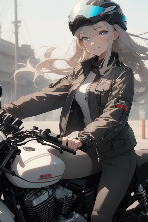 AI Art: girl and bike by @yujuen