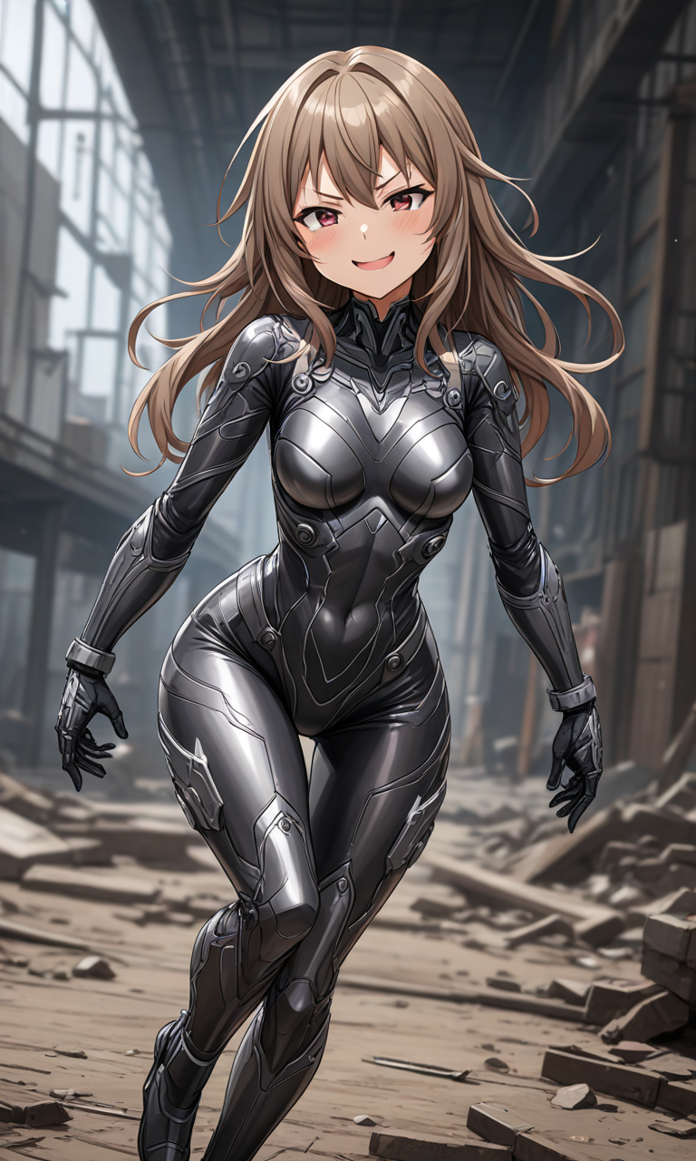 Bodysuit girl AI Art: anime girl wearing metal bodysuit by @lonejohnwolf | PixAI