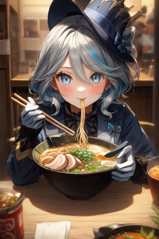 AI Art: Eat Ramen Furina ラーメンを食べるフリーナ様 by @NIGHTMARE