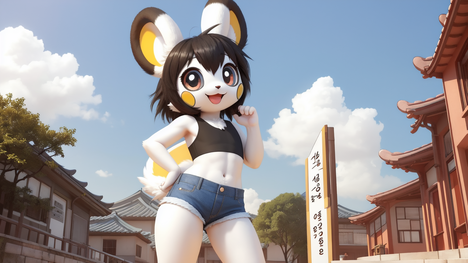 AI Art: femboy emolga wallpaper #3 by @Anonymous | PixAI