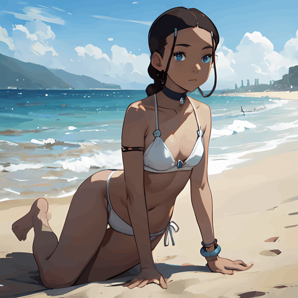 AI Art Katara at the beach por atla enjoyer PixAI