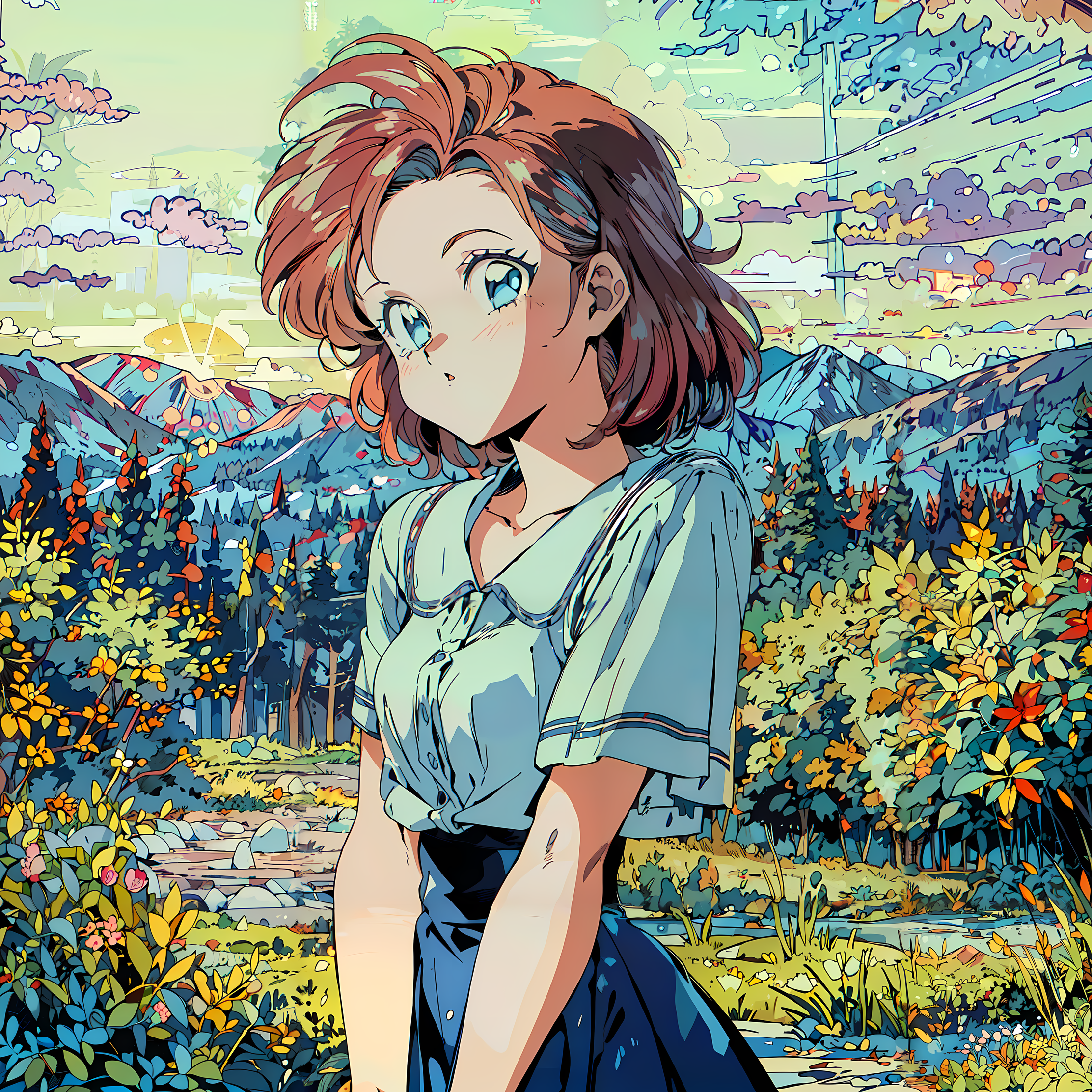 AI Art: Retro fancy 90 Anime style red hair girl by @Kina Chow | PixAI