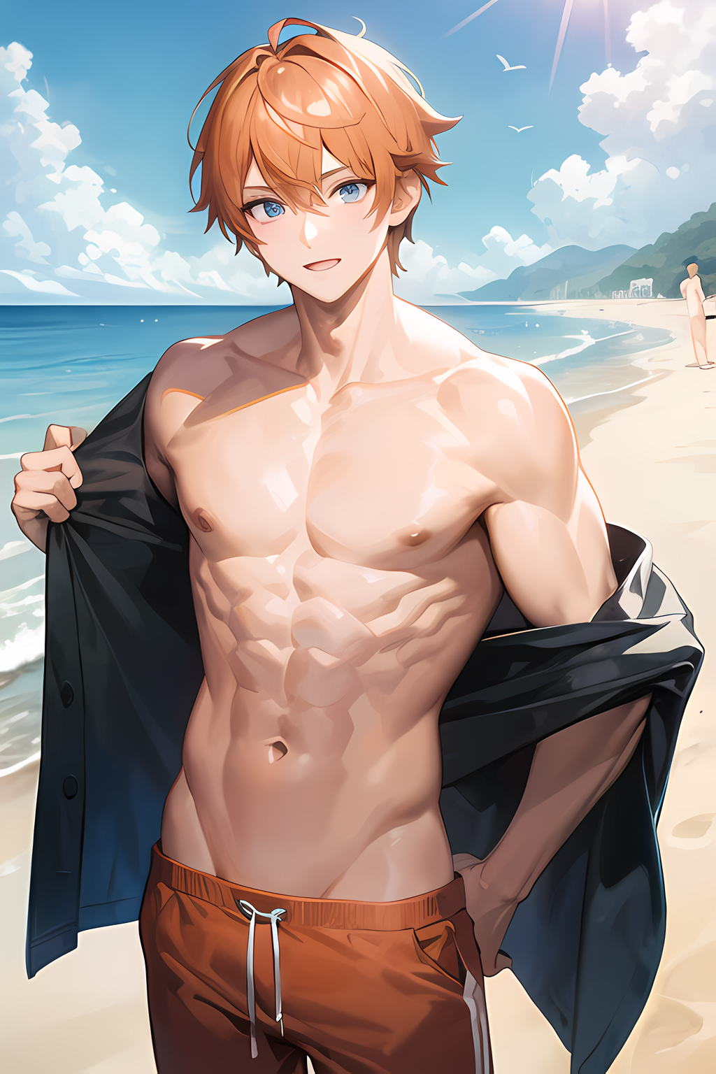 Premium AI Image  Cute and Handsome anime boy with short orange hair