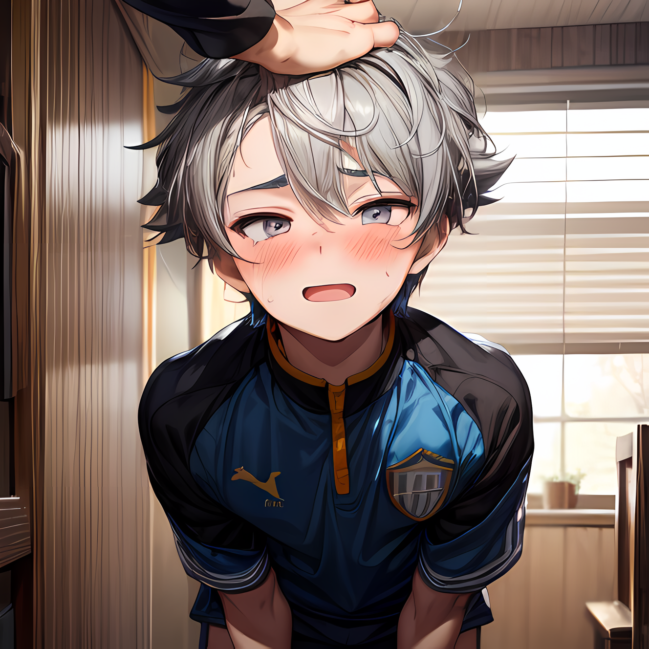 AI Art: soccer uniform shota headpat by @HIDE-Mu | PixAI