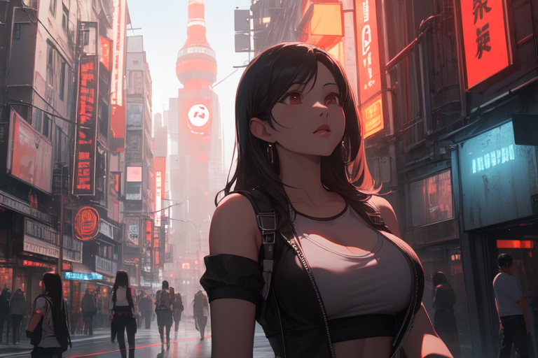 Girl, glance, style, cyberpunk, anime, art, HD phone wallpaper