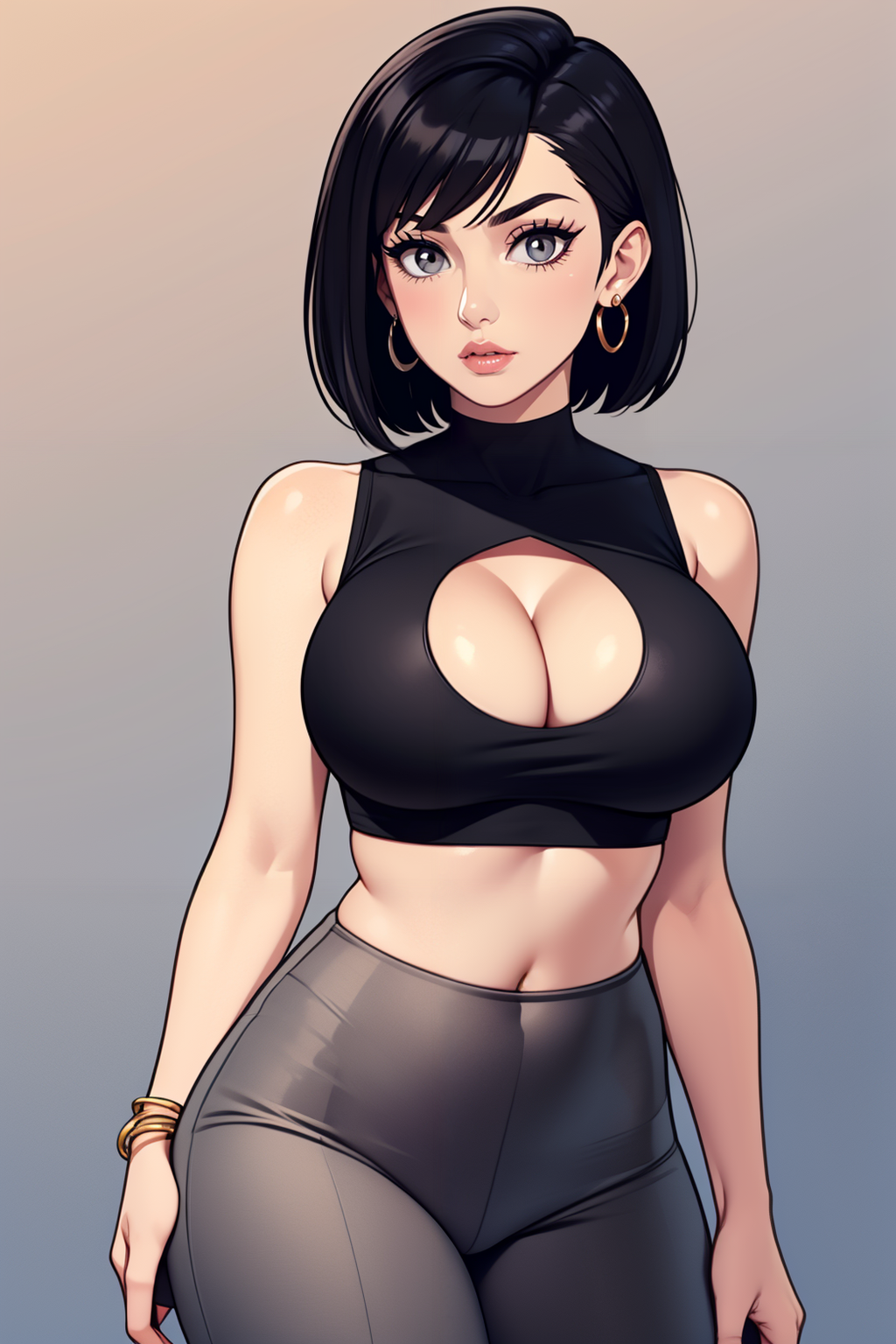 AI Art: Sleeveless Crop Top w/Cleavage Cutout by @FOOLTH | PixAI