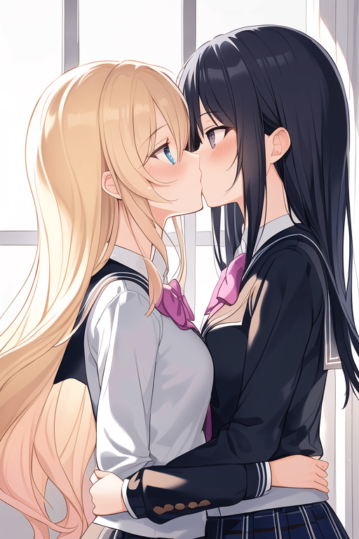 Anime Kiss, cheek Kissing, kiss, reference, Yuri, visual Arts, branch,  manga, Painting, Fan art