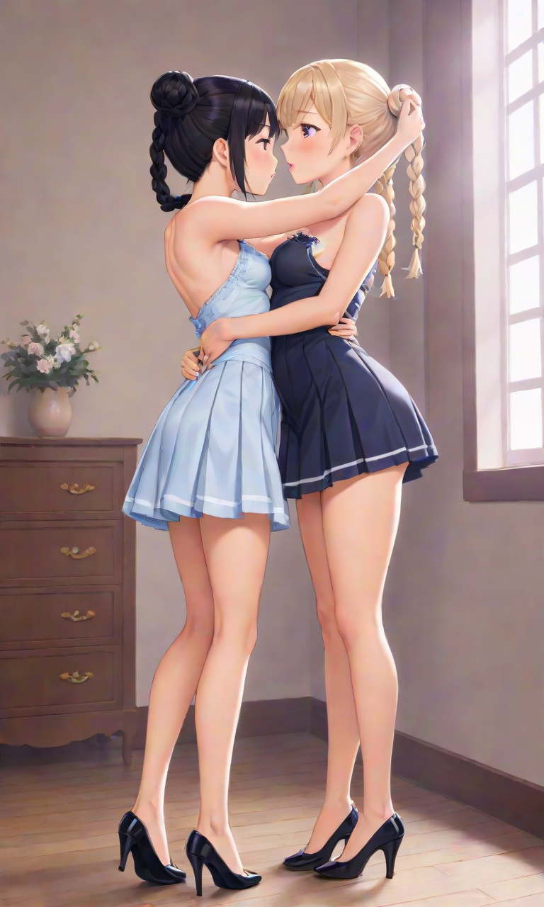 AI Art: Sailor uniform girls embrace by @Anonymous | PixAI