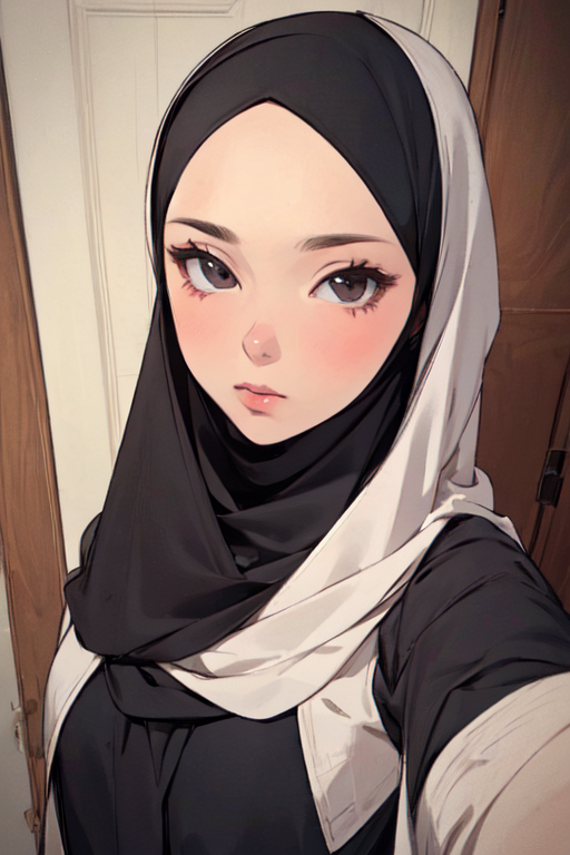 Woman in black hijab illustration, Muslim Islam Hijab Manga Anime