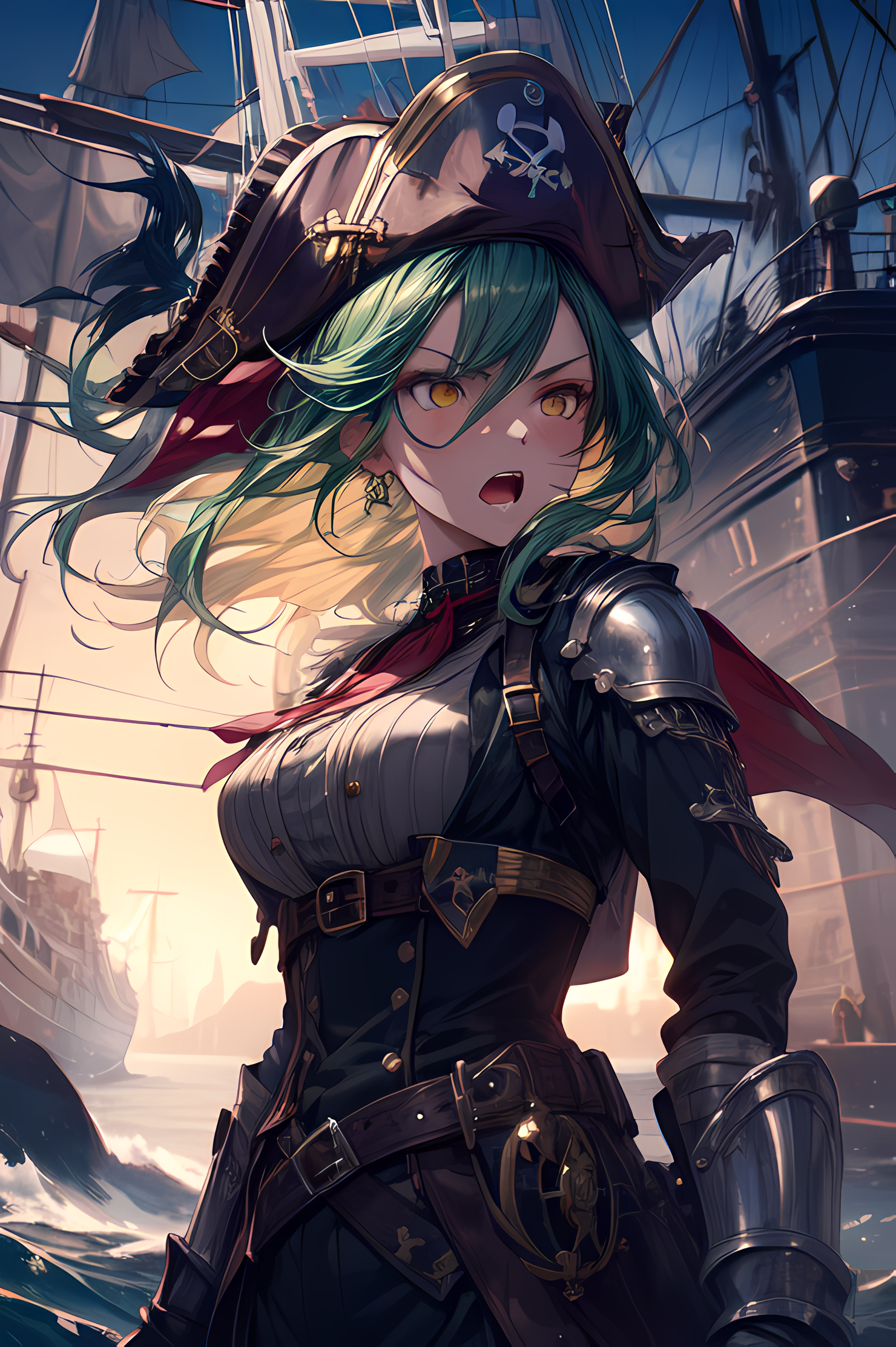 Premium AI Image  pirate anime girl AI generated