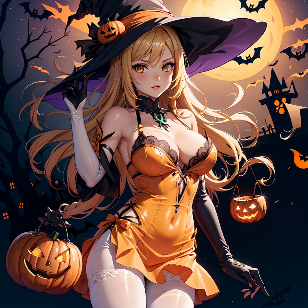 AI Art Witch pumpkin cosplay by Keito Kurayami PixAI