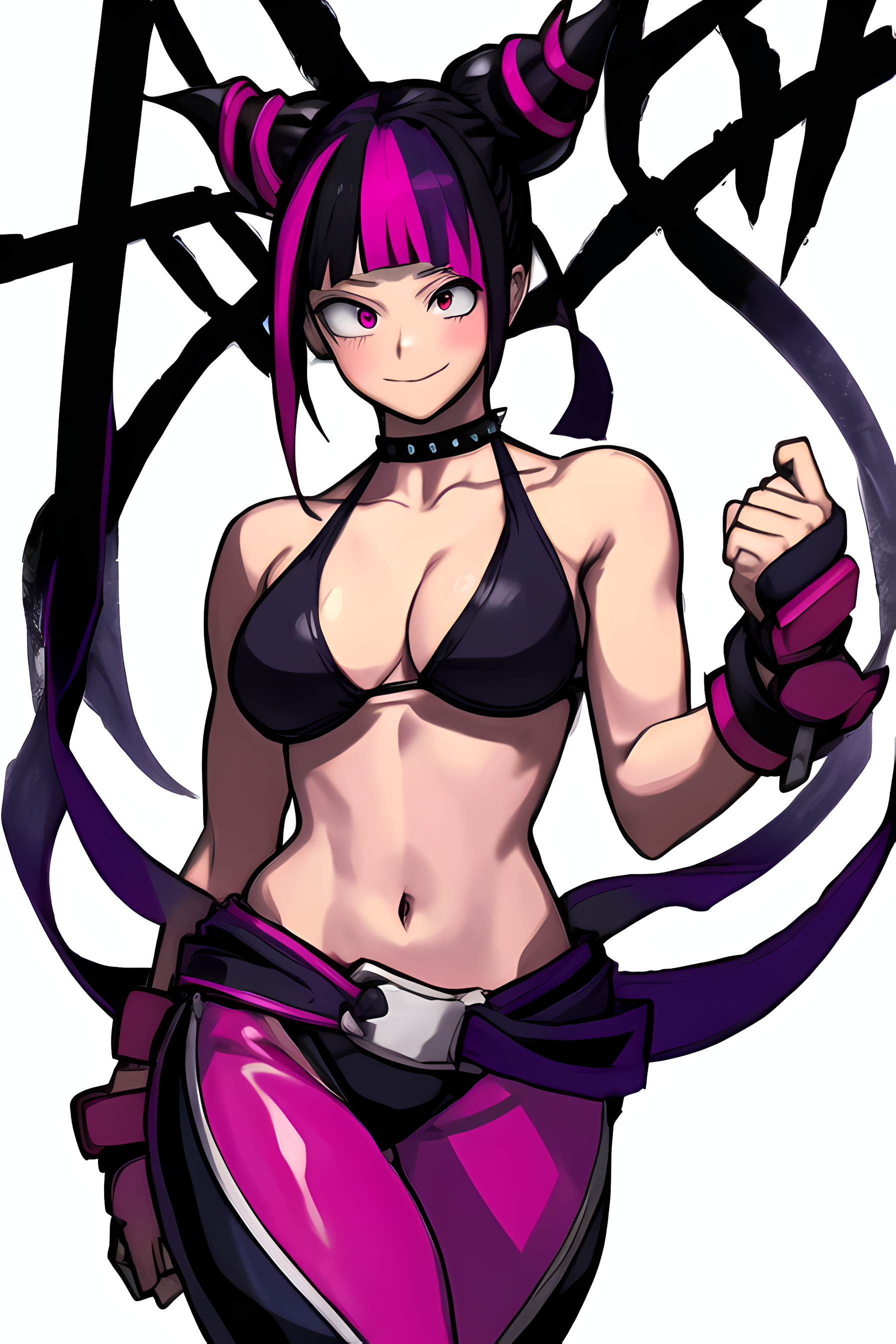HD wallpaper: anime, black, bra, breasts, hair, large, simple background