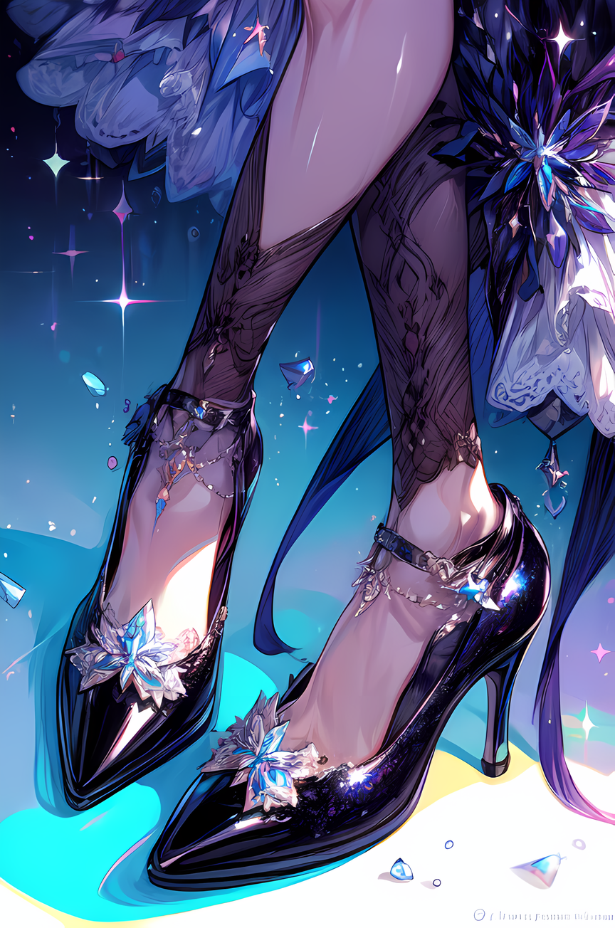 AI Art Fashion crystal purple shoes by Cyber Wolf PixAI