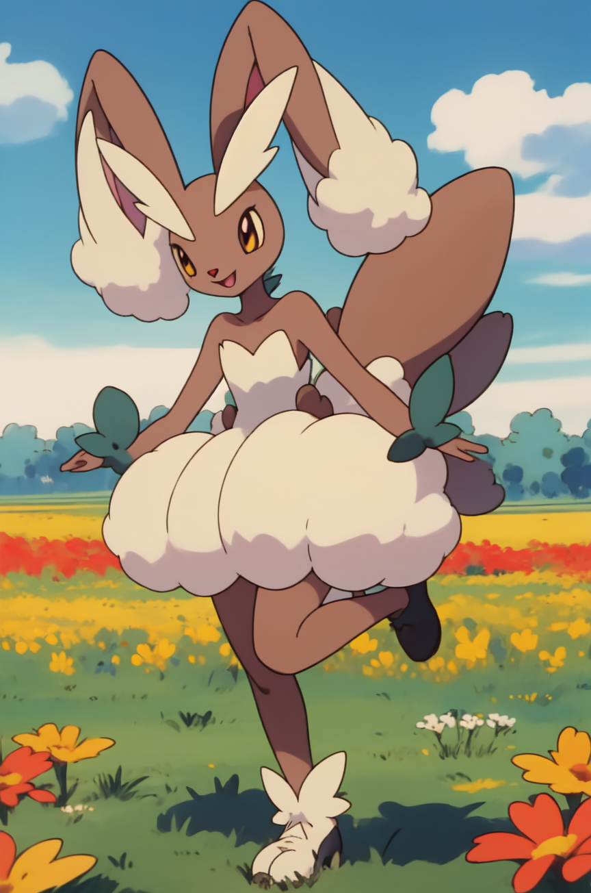 AI Art: Clothed lopunny in flowers field by @Emanuel Rojas Rodriguez | PixAI